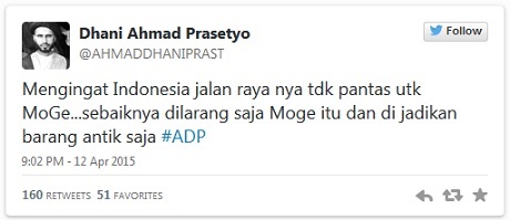 twitter Ahmad dhani menolak Moge
